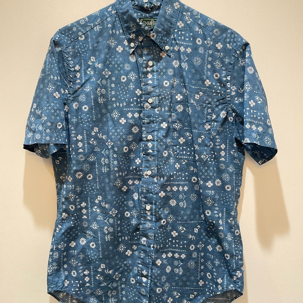 Gitman Bros Blue Floral Men's Shirt M